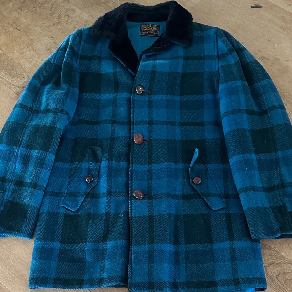 Pendleton vintage Blue and Black Plaid wool jacket